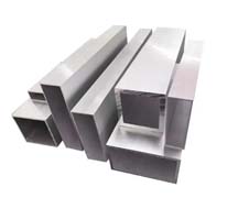 Aluminum square tubes of various sizes